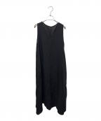 universal tissuユニバーサルティシュ）の古着「リネンノースリーブワンピース」｜ブラック