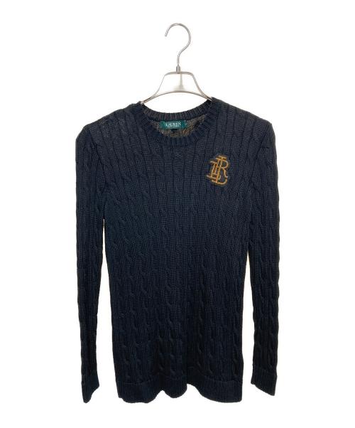 LAUREN RALPH LAUREN（ローレンラルフローレン）LAUREN RALPH LAUREN (ローレンラルフローレン) エンブレムロゴケーブルニット ブラック サイズ:Ｓの古着・服飾アイテム
