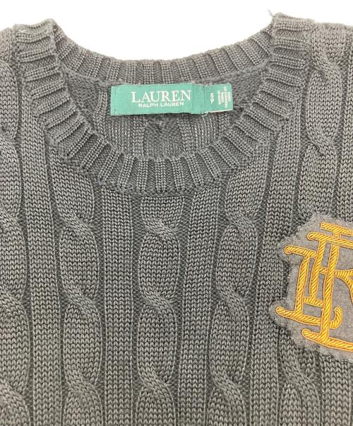 LAUREN RALPH LAUREN（ローレンラルフローレン）LAUREN RALPH LAUREN (ローレンラルフローレン) エンブレムロゴケーブルニット ブラック サイズ:Ｓの古着・服飾アイテム