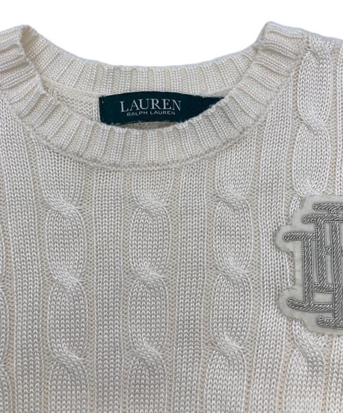 LAUREN RALPH LAUREN（ローレンラルフローレン）LAUREN RALPH LAUREN (ローレンラルフローレン) エンブレムロゴケーブルニット ホワイト サイズ:Ｓの古着・服飾アイテム