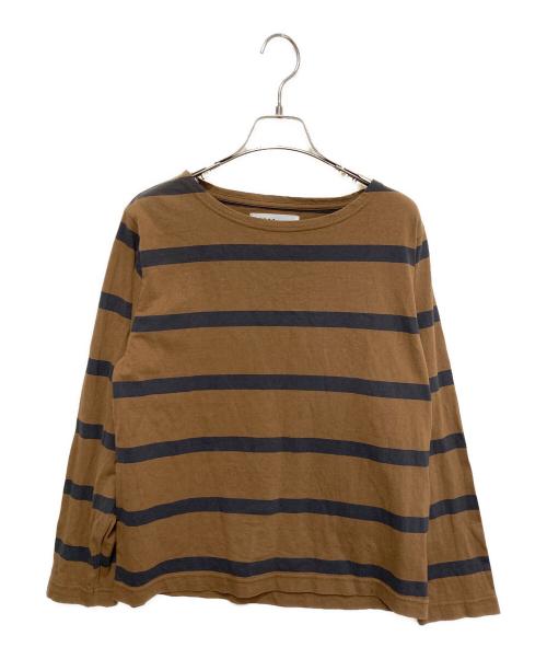 MHL（エムエイチエル）MHL (エムエイチエル) ボーダーTシャツ ブラウン サイズ:2の古着・服飾アイテム