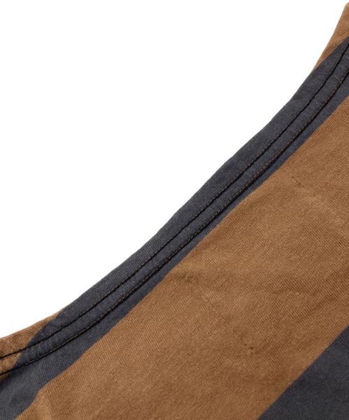 MHL（エムエイチエル）MHL (エムエイチエル) ボーダーTシャツ ブラウン サイズ:2の古着・服飾アイテム