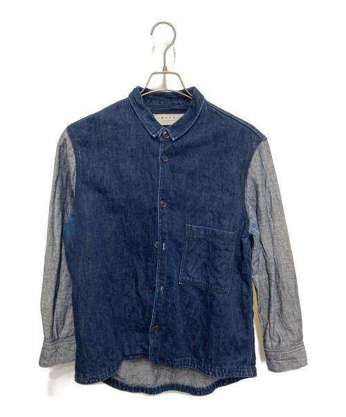 MARNI（マルニ）MARNI (マルニ) 袖インサイドアウト切替デニムシャツ ブルー サイズ:Lの古着・服飾アイテム