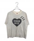HUMAN MADEヒューマンメイド）の古着「ストライプハートTシャツ」｜アイボリー