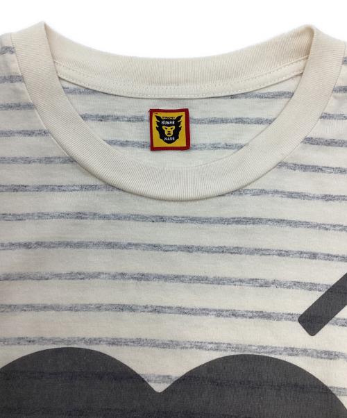HUMAN MADE（ヒューマンメイド）HUMAN MADE (ヒューマンメイド) ストライプハートTシャツ アイボリー サイズ:XLの古着・服飾アイテム