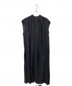 UNFILOアンフィーロ）の古着「ヴィンテージシアー ギャザーワンピース」｜ブラック