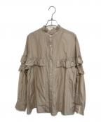 Spick and Spanスピック＆スパン）の古着「コットンシルクティアードフリルスリーブブラウス」｜ベージュ