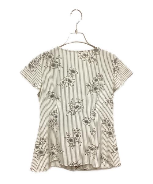 IENA（イエナ）IENA (イエナ) ストライプフラワー 前ボタンVネックブラウス ホワイト サイズ:FREEの古着・服飾アイテム