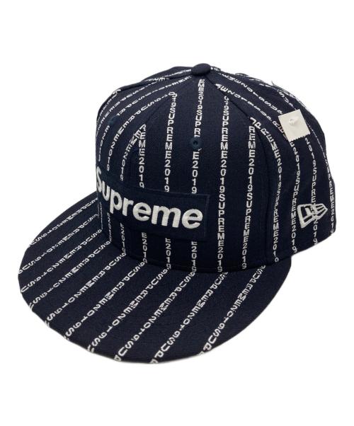 New Era（ニューエラ）New Era (ニューエラ) Supreme (シュプリーム) テキストストライプキャップ ネイビー サイズ:60.6㎝の古着・服飾アイテム