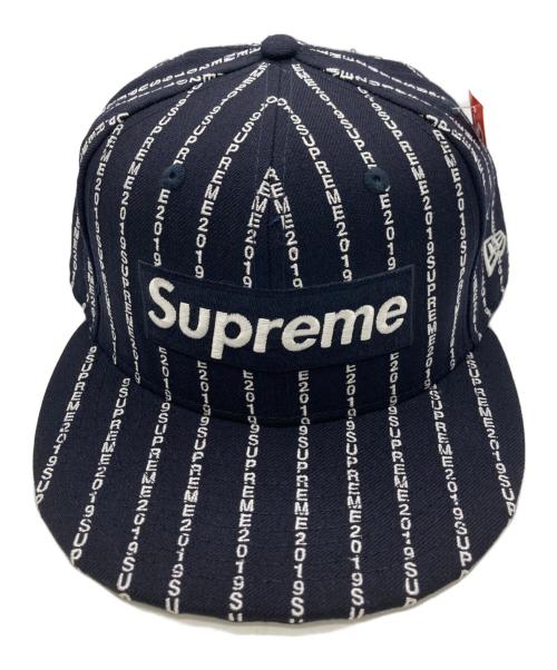 New Era（ニューエラ）New Era (ニューエラ) Supreme (シュプリーム) テキストストライプキャップ ネイビー サイズ:60.6㎝の古着・服飾アイテム