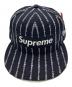 New Era (ニューエラ) Supreme (シュプリーム) テキストストライプキャップ ネイビー サイズ:60.6㎝：8000円