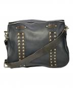 Yohji Yamamoto pour hommeヨウジヤマモト プールオム）の古着「スタッズレザーショルダーバッグ」｜ブラック