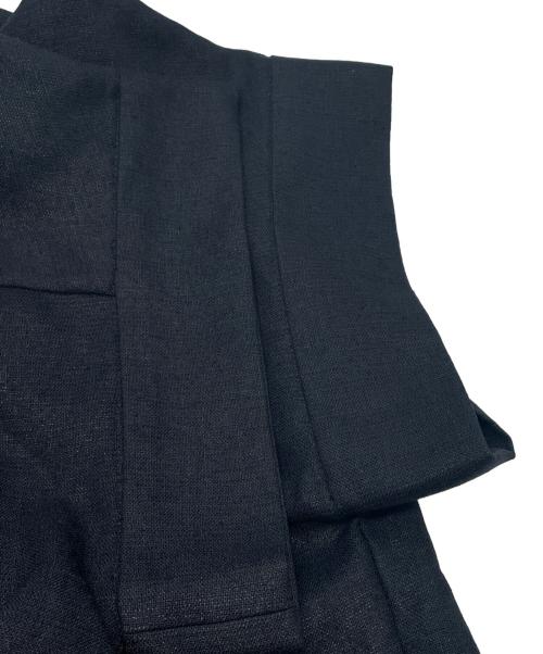 UNITED ARROWS TOKYO（ユナイテッドアローズトウキョウ）UNITED ARROWS TOKYO (ユナイテッドアローズトウキョウ) ノーカラー スキッパー ショートスリーブ ブラウス ネイビー サイズ:FREEの古着・服飾アイテム