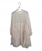 BEARDSLEYビアズリー）の古着「リネンギャザーチュニック」｜ピンク