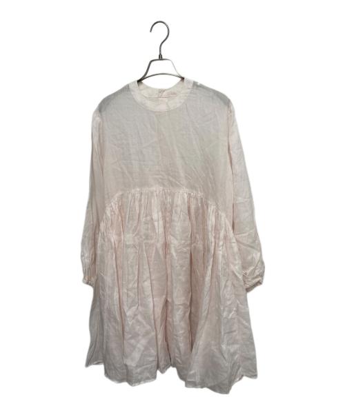 BEARDSLEY（ビアズリー）BEARDSLEY (ビアズリー) リネンギャザーチュニック ピンク サイズ:FREEの古着・服飾アイテム