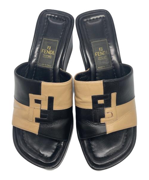FENDI（フェンディ）FENDI (フェンディ) ロゴレザーミュール ブラック サイズ:35の古着・服飾アイテム
