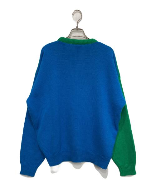 MICKEY（ミッキー）MICKEY (ミッキー) キャラクターニット グリーン×ブルー サイズ:XLの古着・服飾アイテム