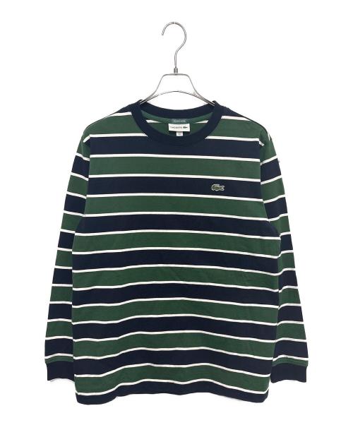 LACOSTE（ラコステ）LACOSTE (ラコステ) BEAMS (ビームス) 別注ボーダーカットソー グリーン×ネイビー サイズ:Ｓの古着・服飾アイテム