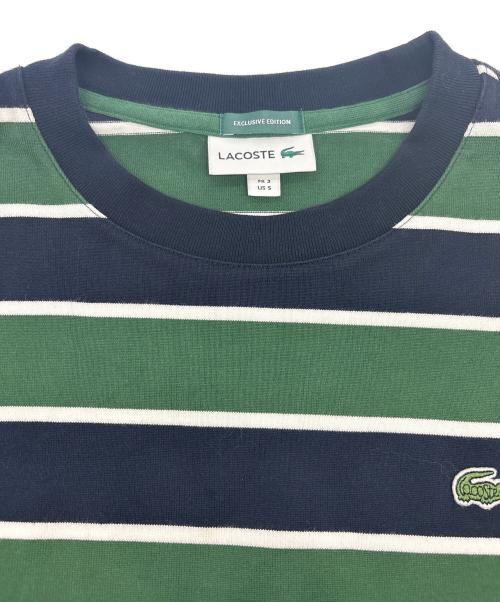 LACOSTE（ラコステ）LACOSTE (ラコステ) BEAMS (ビームス) 別注ボーダーカットソー グリーン×ネイビー サイズ:Ｓの古着・服飾アイテム