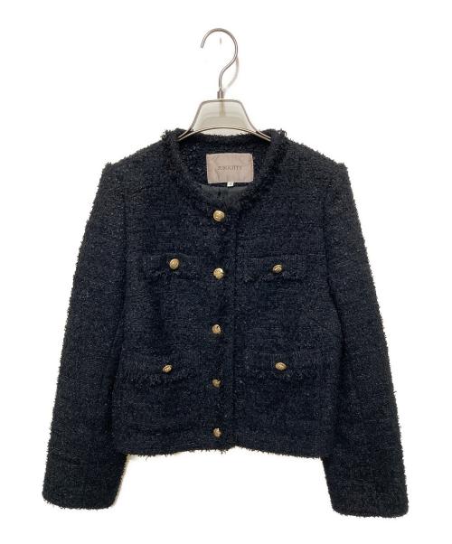 JUSGLITTY（ジャスグリッティー）JUSGLITTY (ジャスグリッティー) ツイードジャケット ブラック サイズ:1の古着・服飾アイテム