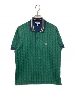 LACOSTE グリーン モノグラムジャカードポロシャツ 中古・古着通販】LACOSTE (ラコステ) モノグラムジャガードポロシャツ