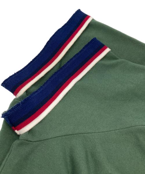 LACOSTE（ラコステ）LACOSTE (ラコステ) 配色ボーダーリブニット鹿の子地ポロシャツ グリーン サイズ:Ｍの古着・服飾アイテム