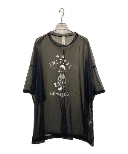 SHINYA KOZUKA（シンヤコズカ）SHINYA KOZUKA (シンヤコズカ) MY INITIAL DRAWING シアーカットソー ブラック サイズ:Ｍの古着・服飾アイテム