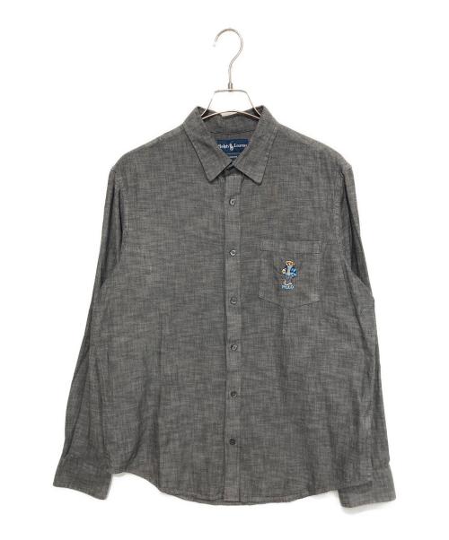 RALPH LAUREN（ラルフローレン）RALPH LAUREN (ラルフローレン) ポロベア刺繍シャンブレーシャツ グレー サイズ:Ｌの古着・服飾アイテム