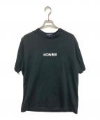 COMME des GARCONS HOMMEコムデギャルソン オム）の古着「綿度詰天竺 製品プリント S/S Tシャツ」｜ブラック