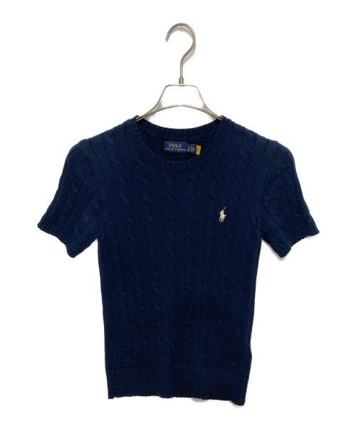 POLO RALPH LAUREN（ポロ・ラルフローレン）POLO RALPH LAUREN (ポロ・ラルフローレン) スモールポニーケーブルニット ネイビー サイズ:XSの古着・服飾アイテム
