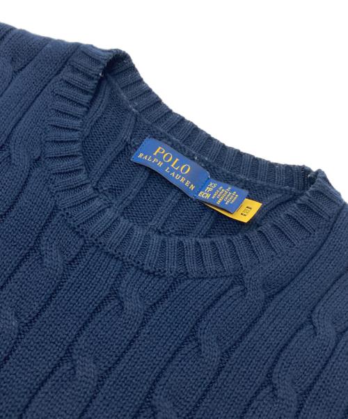 POLO RALPH LAUREN（ポロ・ラルフローレン）POLO RALPH LAUREN (ポロ・ラルフローレン) スモールポニーケーブルニット ネイビー サイズ:XSの古着・服飾アイテム