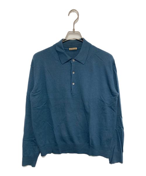 AURALEE（オーラリー）AURALEE (オーラリー) ウールカシミヤ ハイゲージニットポロ ブルー サイズ:4の古着・服飾アイテム