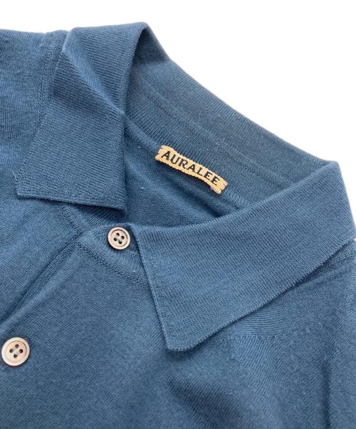 AURALEE（オーラリー）AURALEE (オーラリー) ウールカシミヤ ハイゲージニットポロ ブルー サイズ:4の古着・服飾アイテム