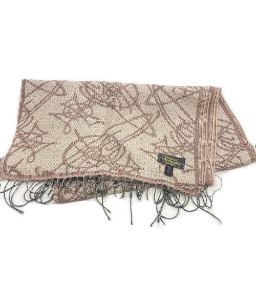 Vivienne Westwood（ヴィヴィアンウエストウッド）Vivienne Westwood (ヴィヴィアンウエストウッド) オーブ総柄ストール アイボリーの古着・服飾アイテム