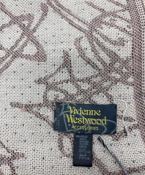 Vivienne Westwood（ヴィヴィアンウエストウッド）Vivienne Westwood (ヴィヴィアンウエストウッド) オーブ総柄ストール アイボリーの古着・服飾アイテム