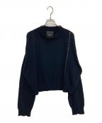 UNUSEDアンユーズド）の古着「ステッチデザイン シルクニット」｜ブラック