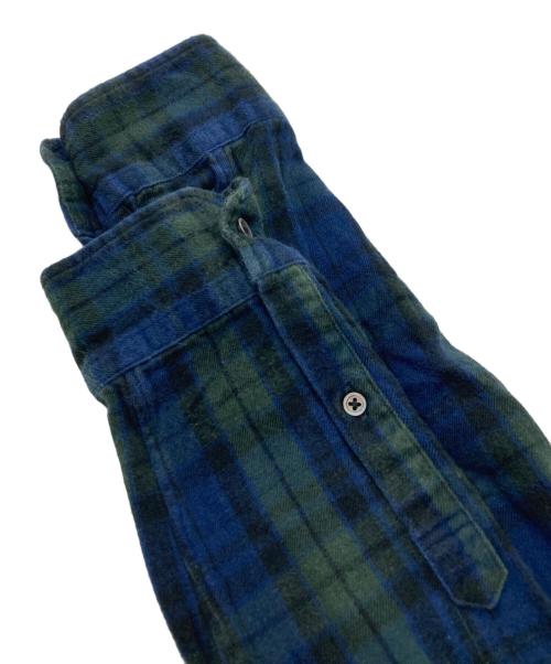 F.C.R.B.（エフシーレアルブリストル）F.C.R.B. (エフシーレアルブリストル) バックプリントチェックネルシャツ グリーン×ネイビー サイズ:XLの古着・服飾アイテム