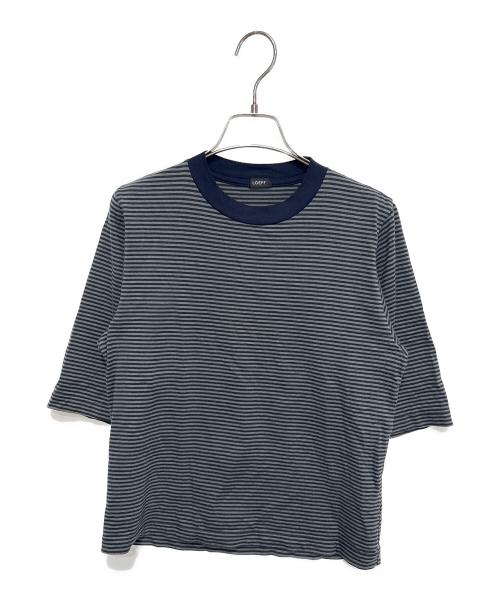 LOEFF（ロエフ）LOEFF (ロエフ) スビンコットンボーダー5分袖クルーネックTシャツ ネイビー×グレー サイズ:なしの古着・服飾アイテム