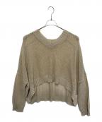 LESAGEレサージュ）の古着「メッシュワイドVネックプルオーバー」｜ベージュ