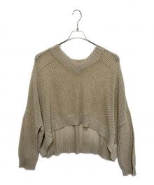LESAGE（レサージュ）の古着「メッシュワイドVネックプルオーバー」｜ベージュ