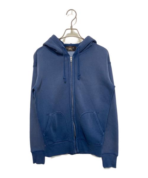 RRL（ダブルアールエル）RRL (ダブルアールエル) USED加工 フリースフルジップ フーディ ブルー サイズ:XSの古着・服飾アイテム