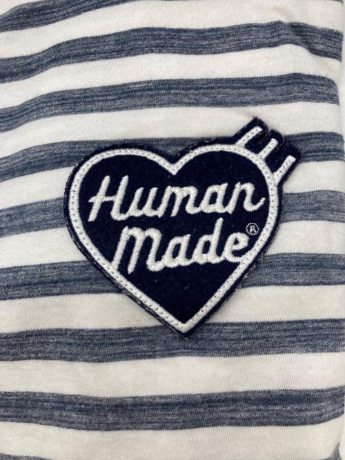 HUMAN MADE（ヒューマンメイド）HUMAN MADE (ヒューマンメイド) ハートロゴボーダーTシャツ ブルー サイズ:Lの古着・服飾アイテム