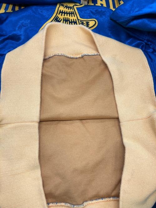 HUMAN MADE（ヒューマンメイド）HUMAN MADE (ヒューマンメイド) サテンスウェットシャツ 6174 ブルー×イエロー サイズ:Lの古着・服飾アイテム