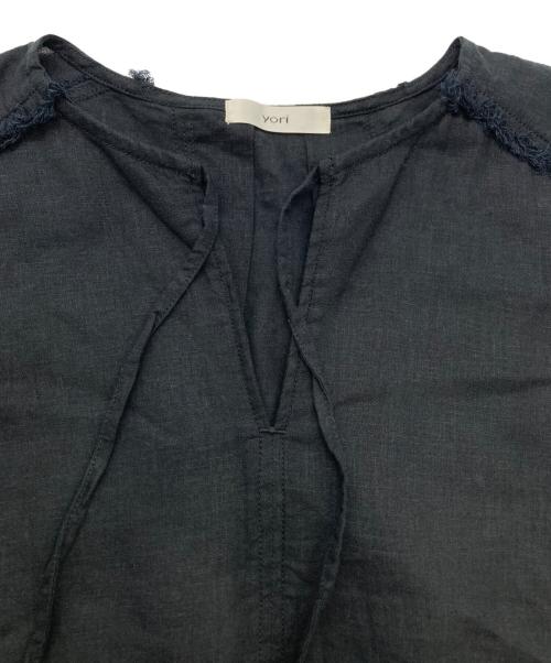 YORI（ヨリ）YORI (ヨリ) リネンフリンジドレス ブラック サイズ:FREEの古着・服飾アイテム