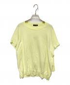 DRAWERドゥロワー）の古着「PRE2 18Gラメリボンショートスリーブニット」｜イエロー