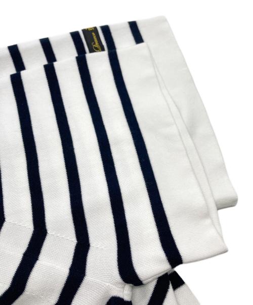 DRAWER（ドゥロワー）Drawer (ドゥロワー) 16Gコットンダブルフェイス ボーダーニット プルオーバー ホワイト×ネイビー サイズ:なしの古着・服飾アイテム