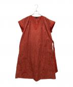 Draweドゥロワー）の古着「Vネックリネン混ベルト付きワンピース」｜レッド
