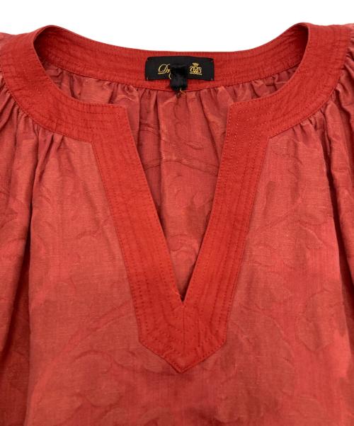 Drawe（ドゥロワー）Drawe (ドゥロワー) Vネックリネン混ベルト付きワンピース レッド サイズ:38の古着・服飾アイテム