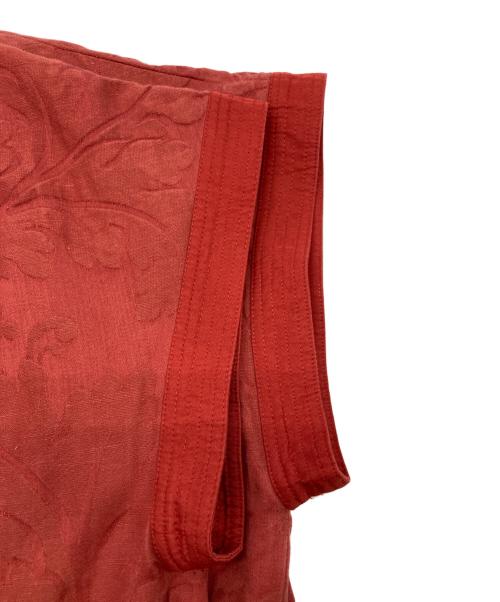 Drawe（ドゥロワー）Drawe (ドゥロワー) Vネックリネン混ベルト付きワンピース レッド サイズ:38の古着・服飾アイテム