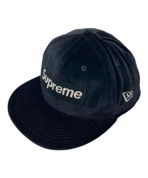 SUPREME（シュプリーム）SUPREME (シュプリーム) New Era (ニューエラ) ベロアボックスロゴキャップ ブラック サイズ:７1/4の古着・服飾アイテム